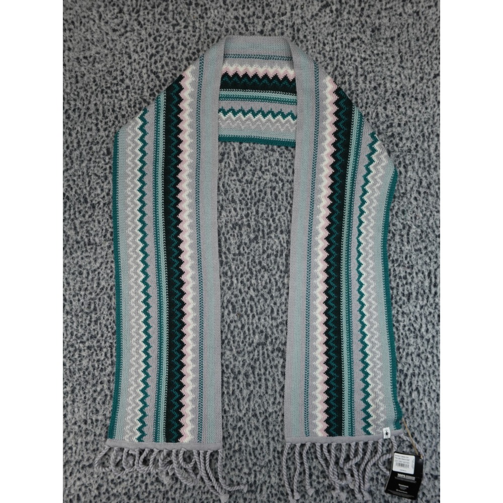 Smartwool Pine Lake Chevron‎ Scarf Light Gray Heather Merino Wool NWT